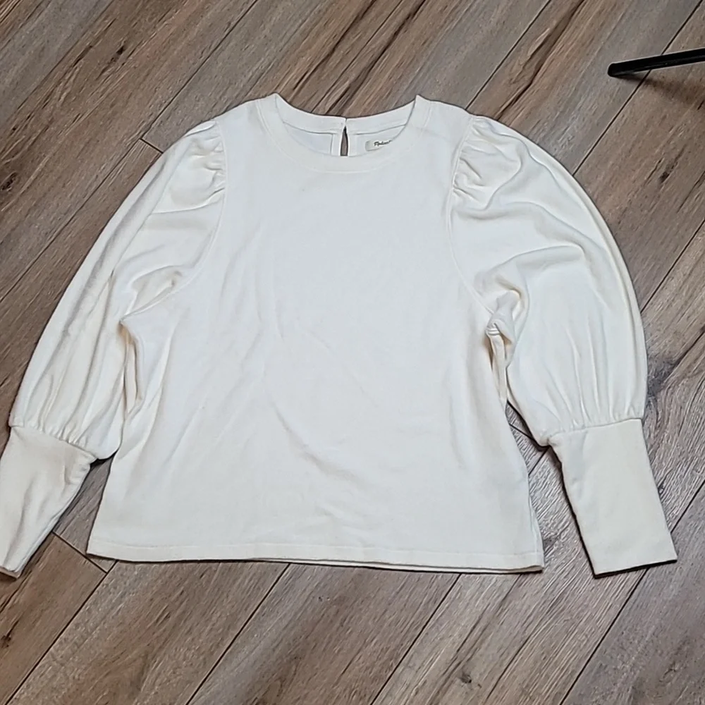 Madewell Piglet Mutton Sleeve Top Antique Cream Puff Sleeve Blouse Size XL - Picture 3 of 9